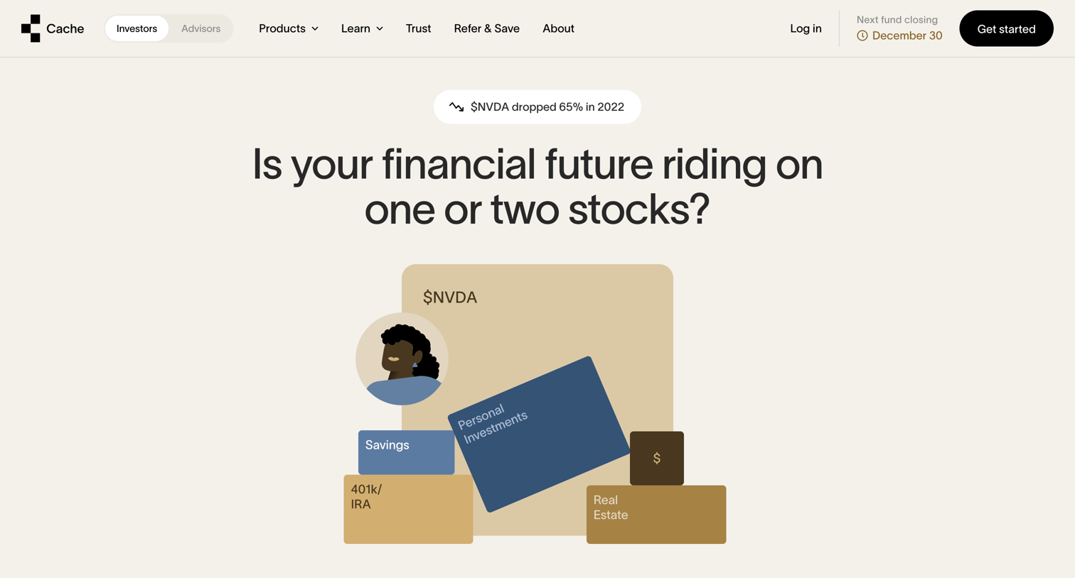 Cache - Cache A Modern Brokerage for Your Large Stock Positions screen