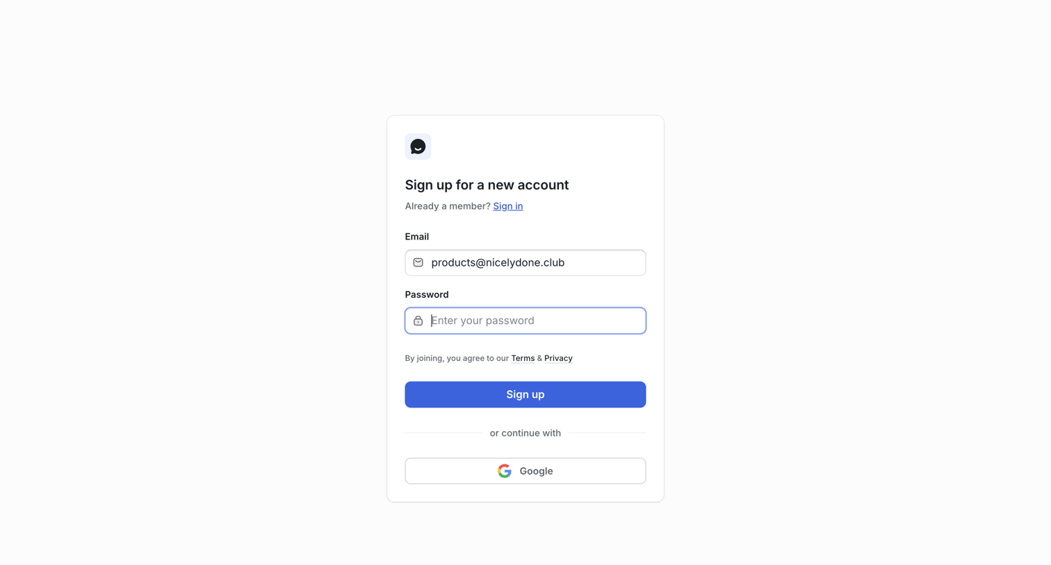 UserJot - Sign Up | UserJot screen