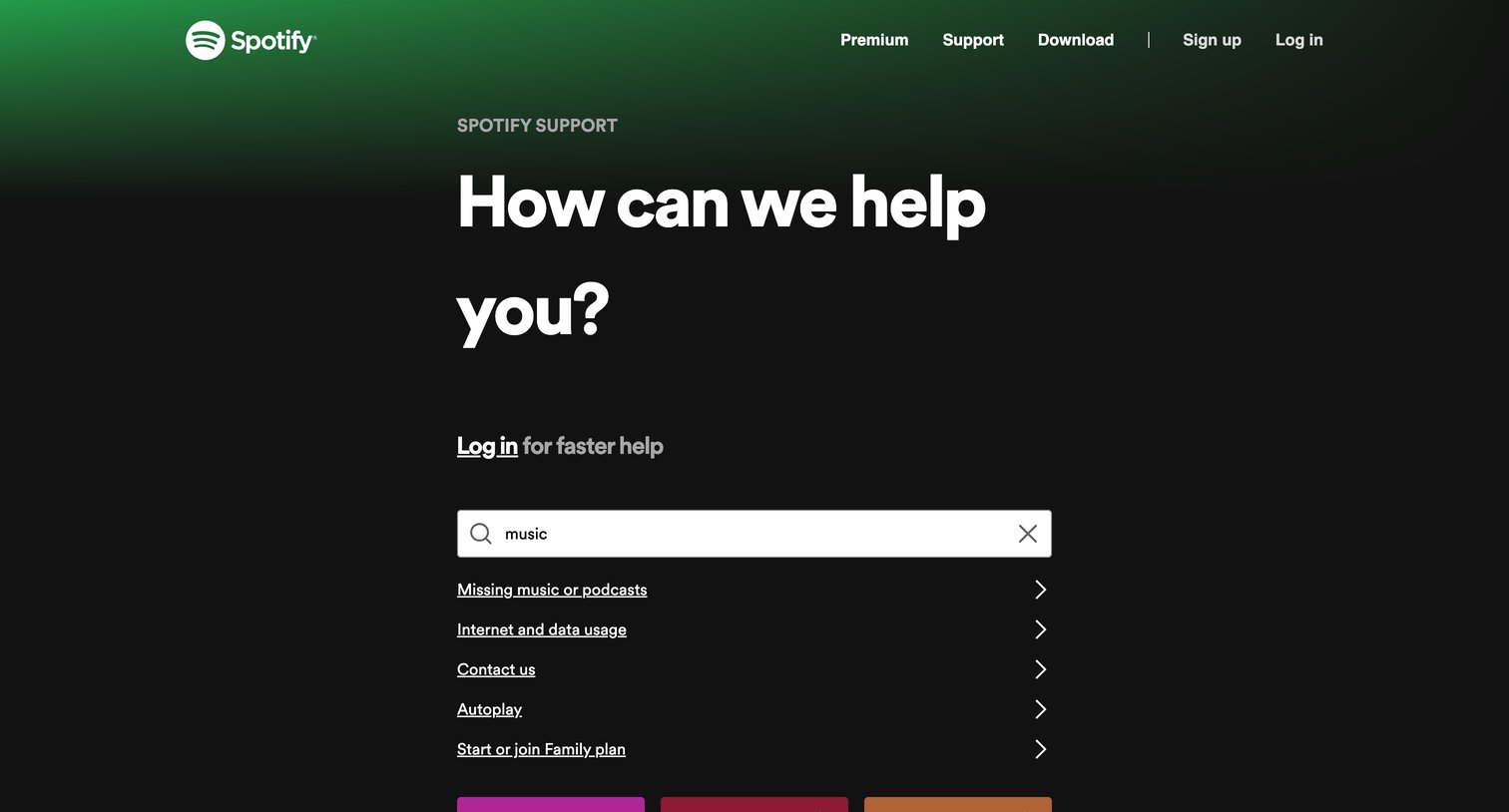 Spotify - Support - Spotify screen