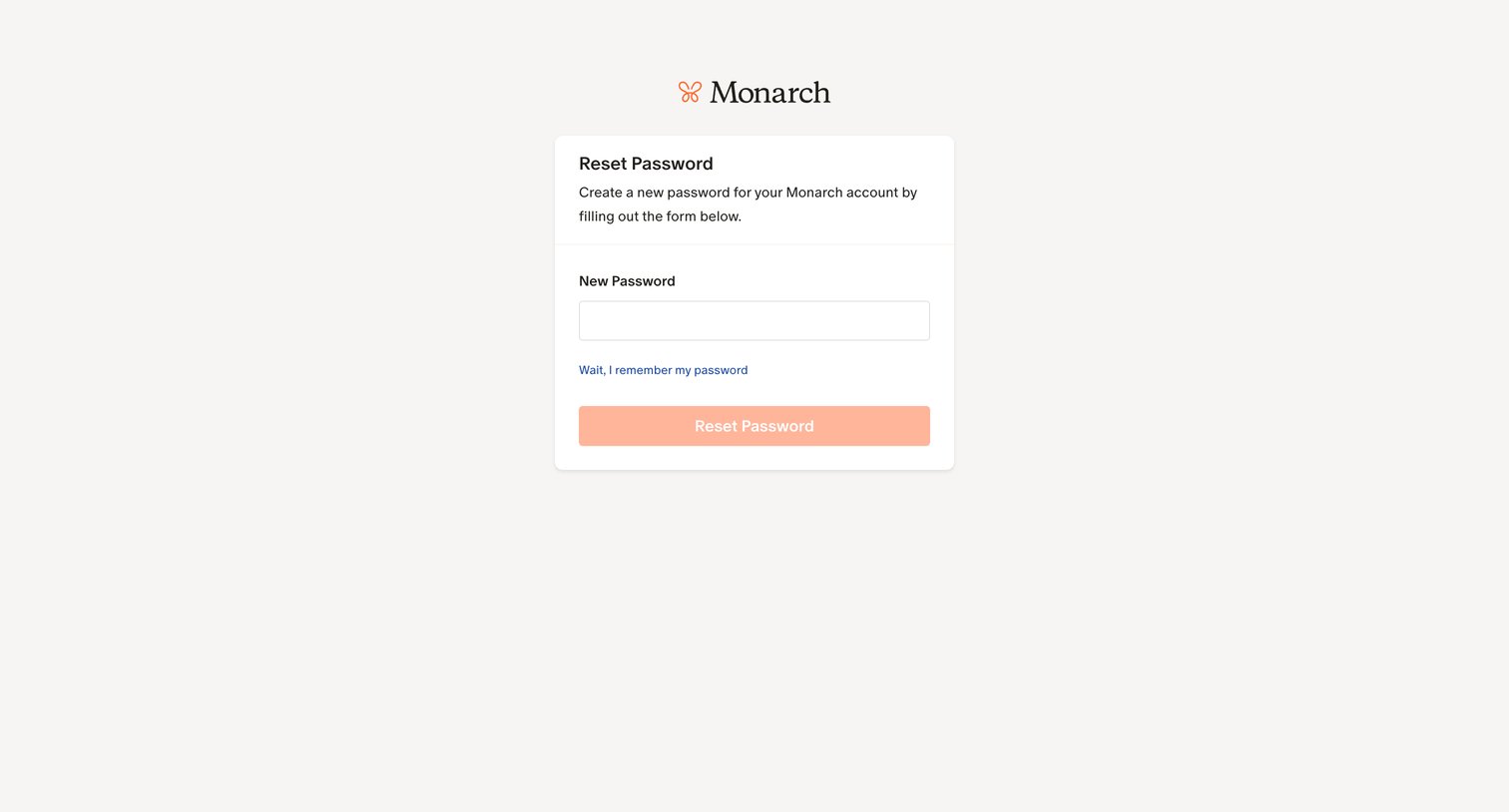 Monarch - Monarch | Reset Password screen