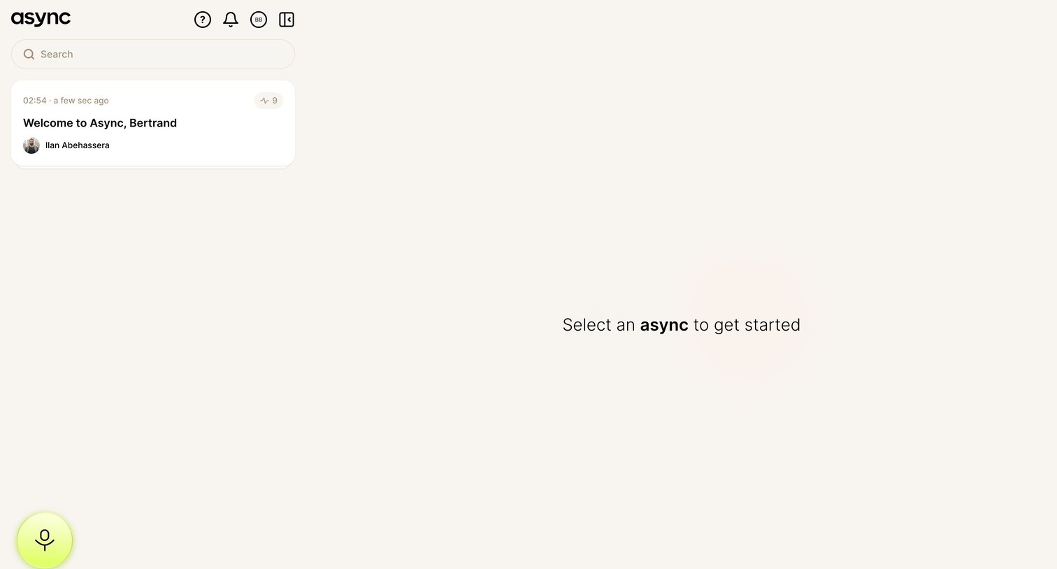Async - Async | Get started screen