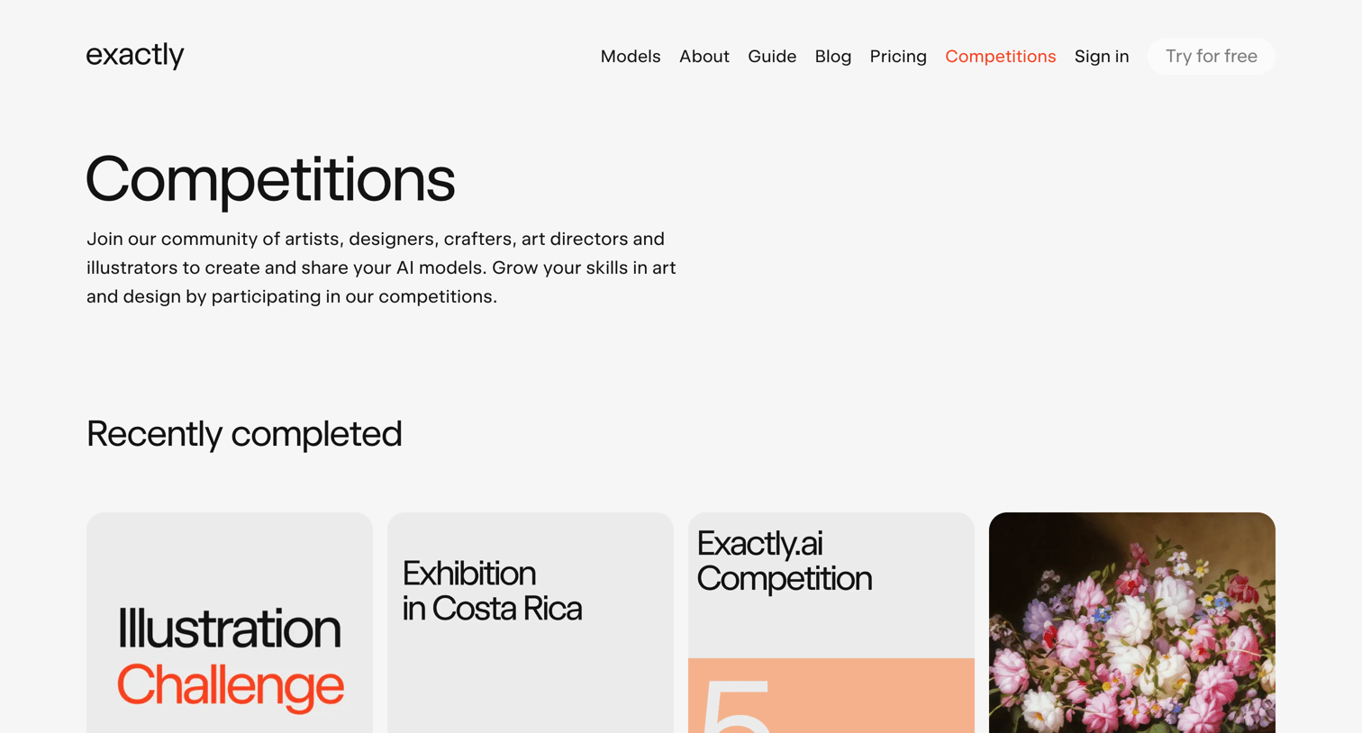 Exactly - Competitions | Exactly.ai screen