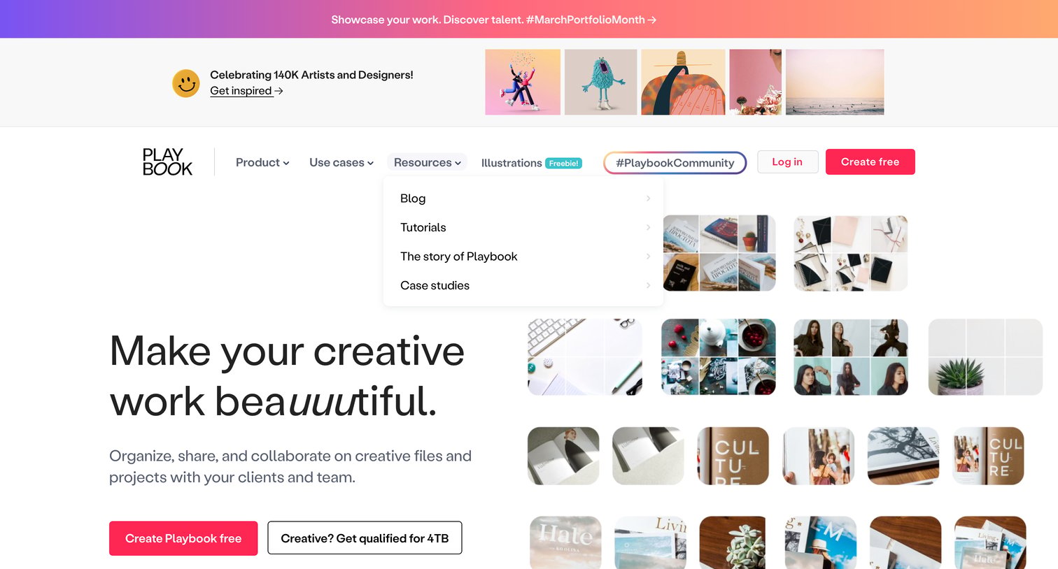 Playbook - Playbook.com | Organize your creative files  Sign up for free stor screen