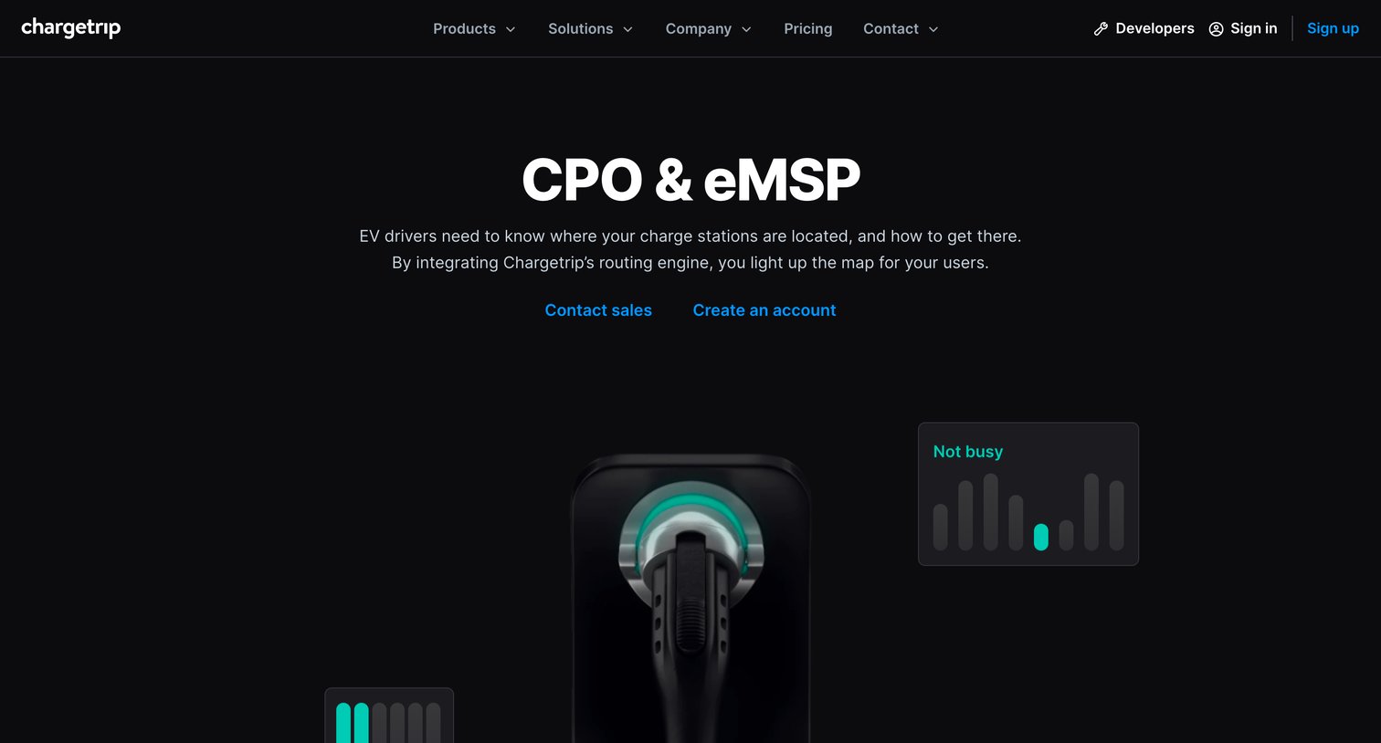 Chargetrip - Solutions for CPOs and EMSPs - EV Routing | Chargetrip screen