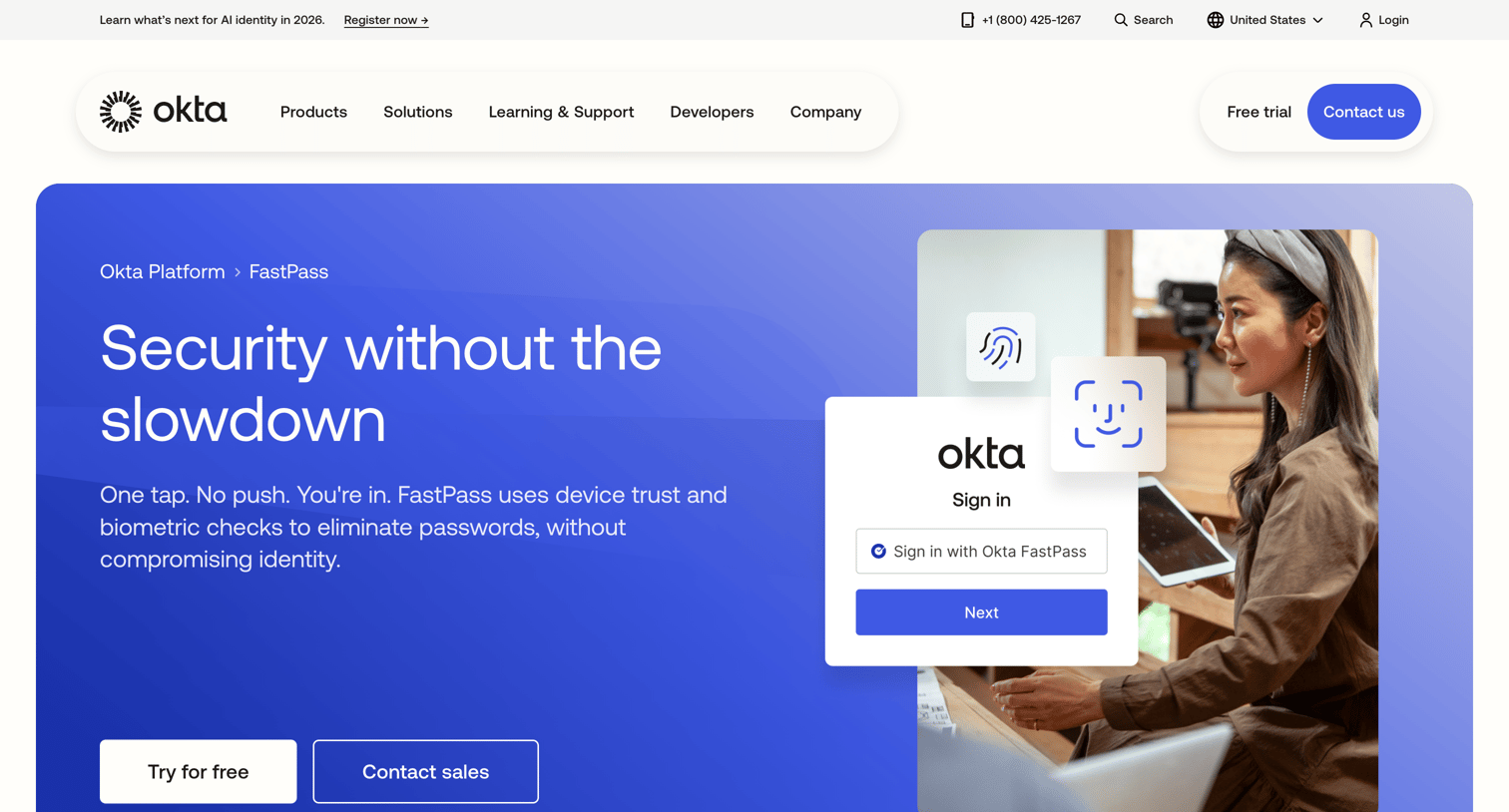 Okta - Okta FastPass Phishing-Resistant MFA Okta screen