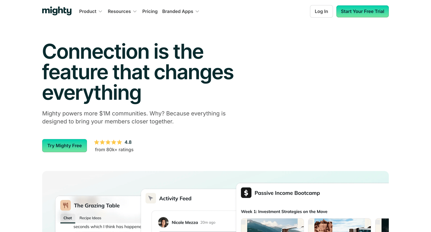 Mighty - Our Community Platform Features  Mighty Networks screen
