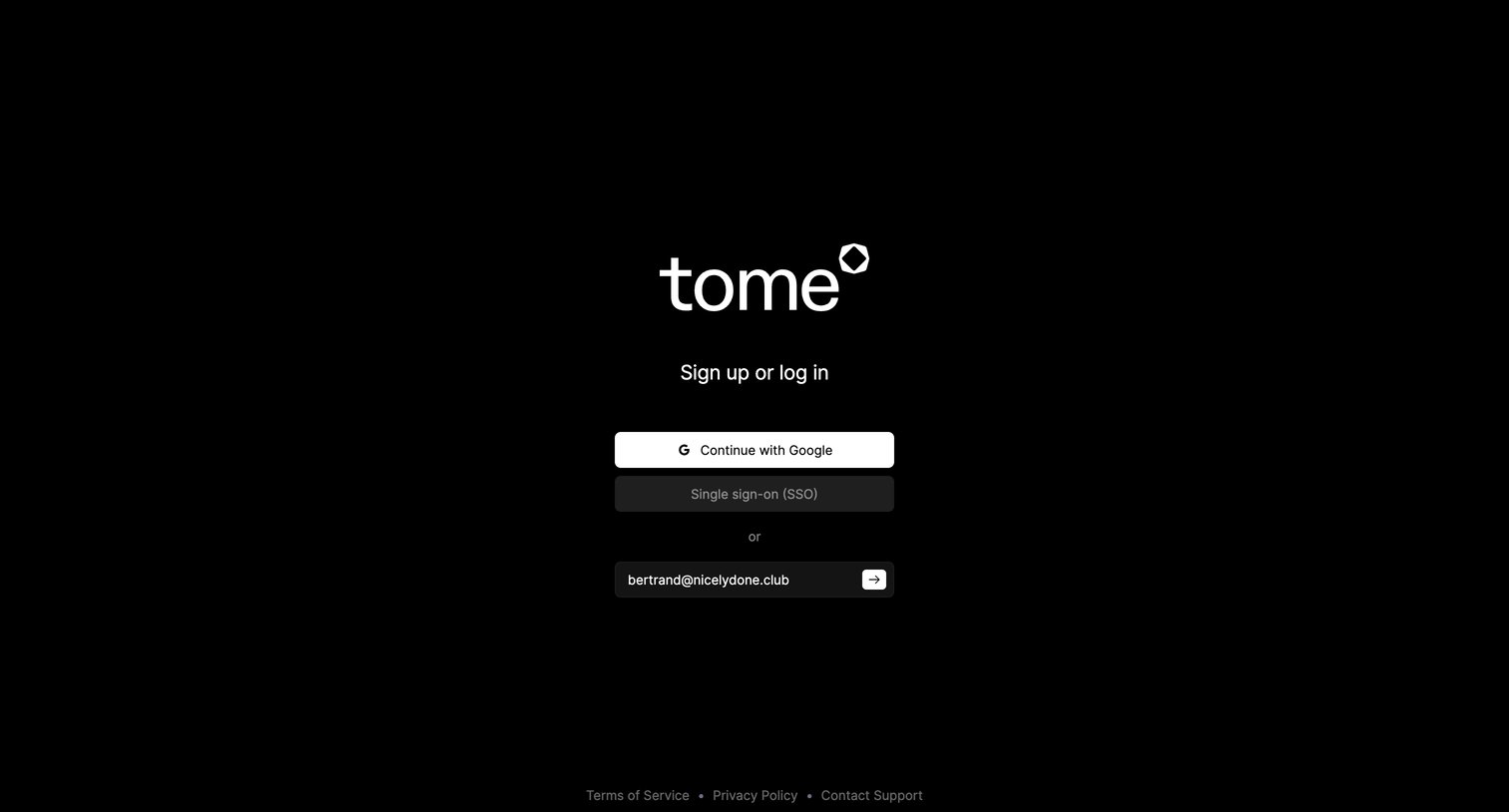 Tome screen