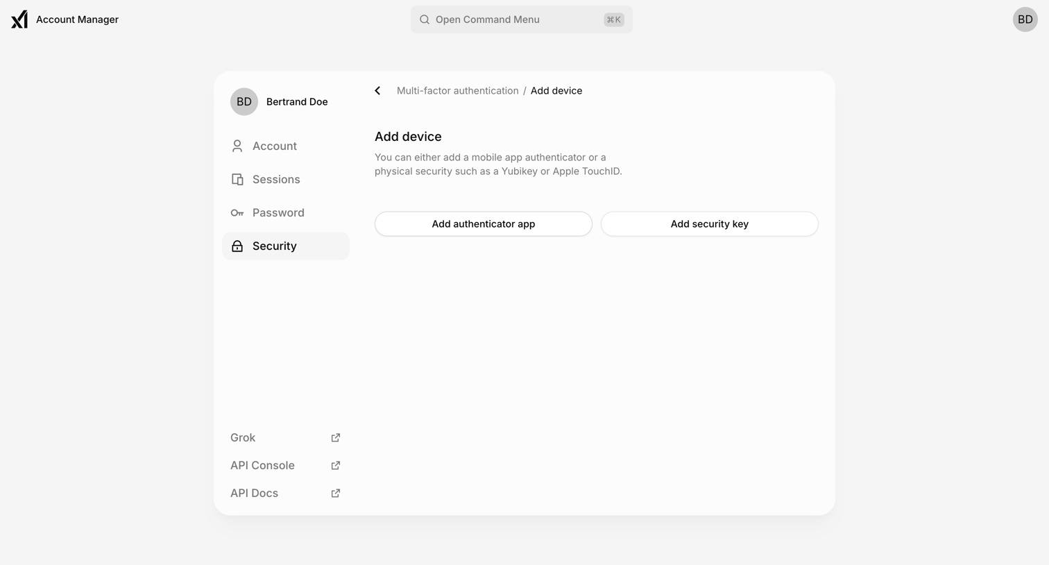 Grok - Add device | xAI Single-Sign On screen