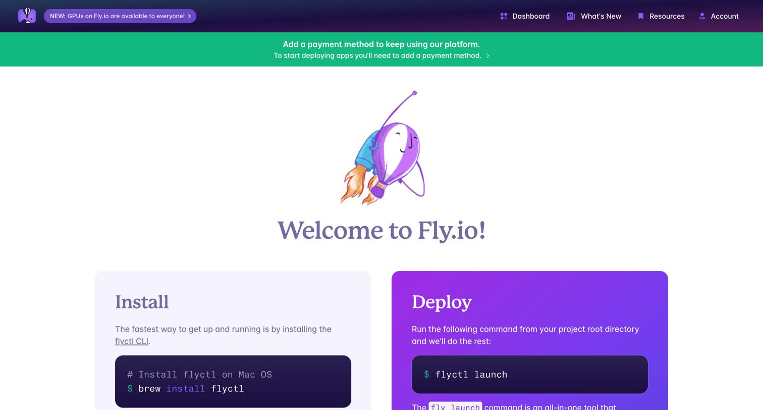 Fly - Launch an App · Fly screen