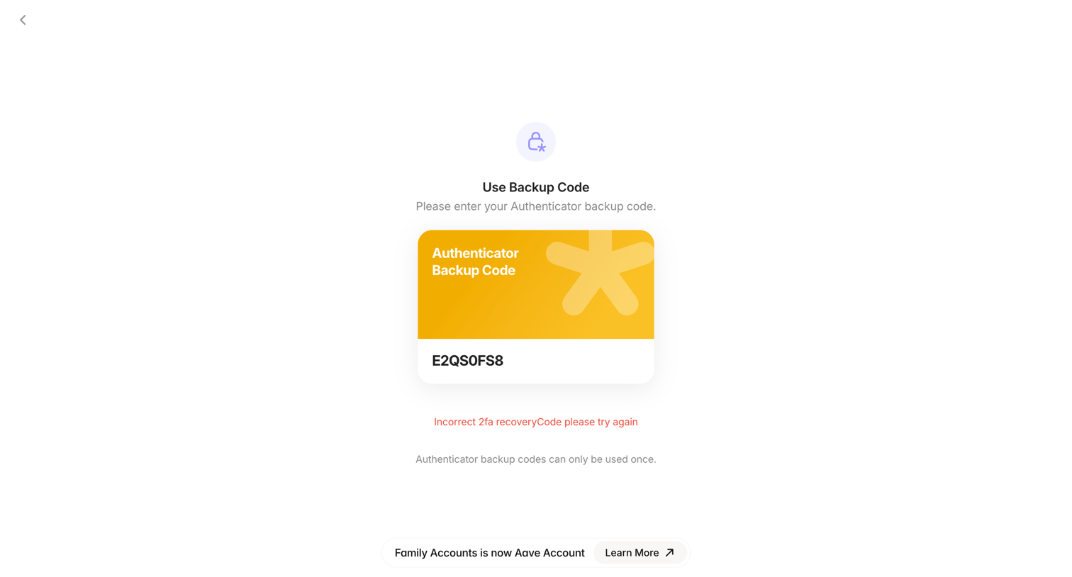Family - Aave Account screen