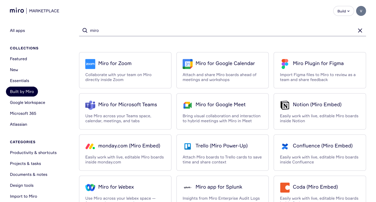 Miro - Apps Built by Miro | Team Collaboration Apps Marketplace screen