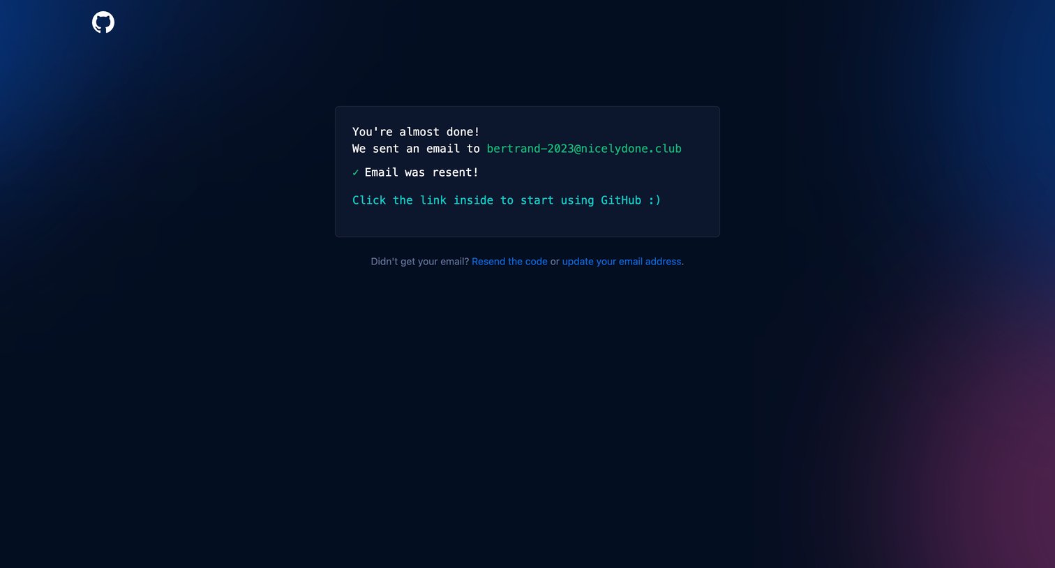 Please verify your email address from Github