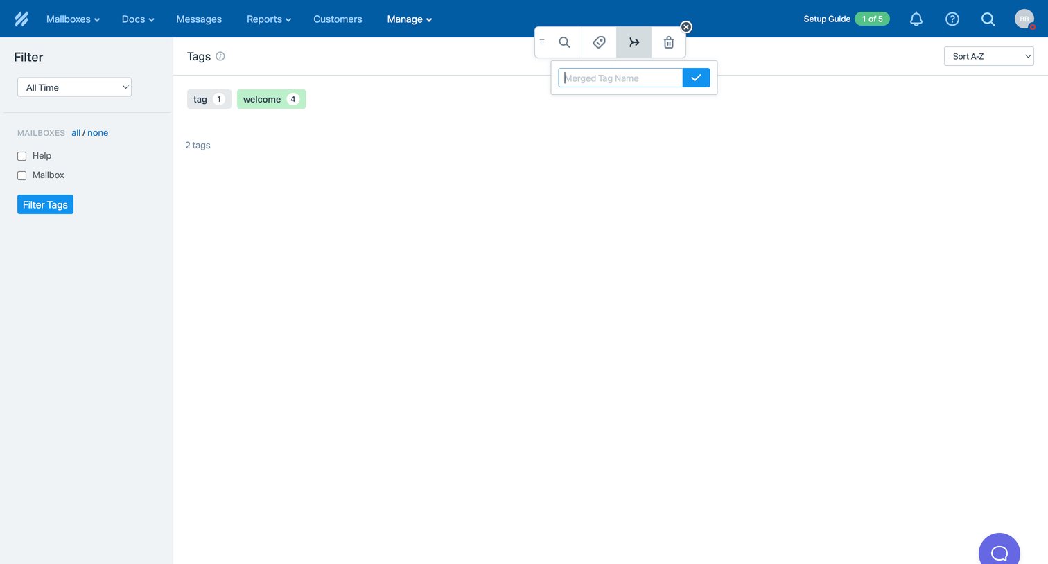 Help Scout - 66 | Manage Tags - Help Scout screen