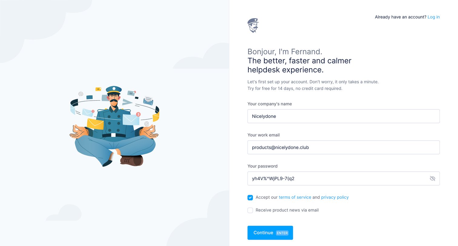 Fernand - Create your account — Fernand screen