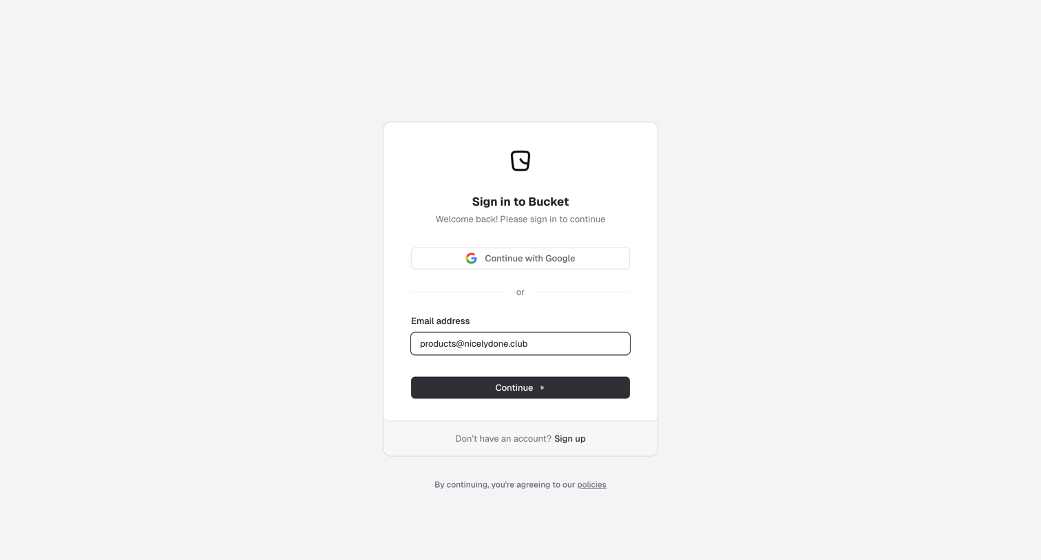 Reflag - Login screen