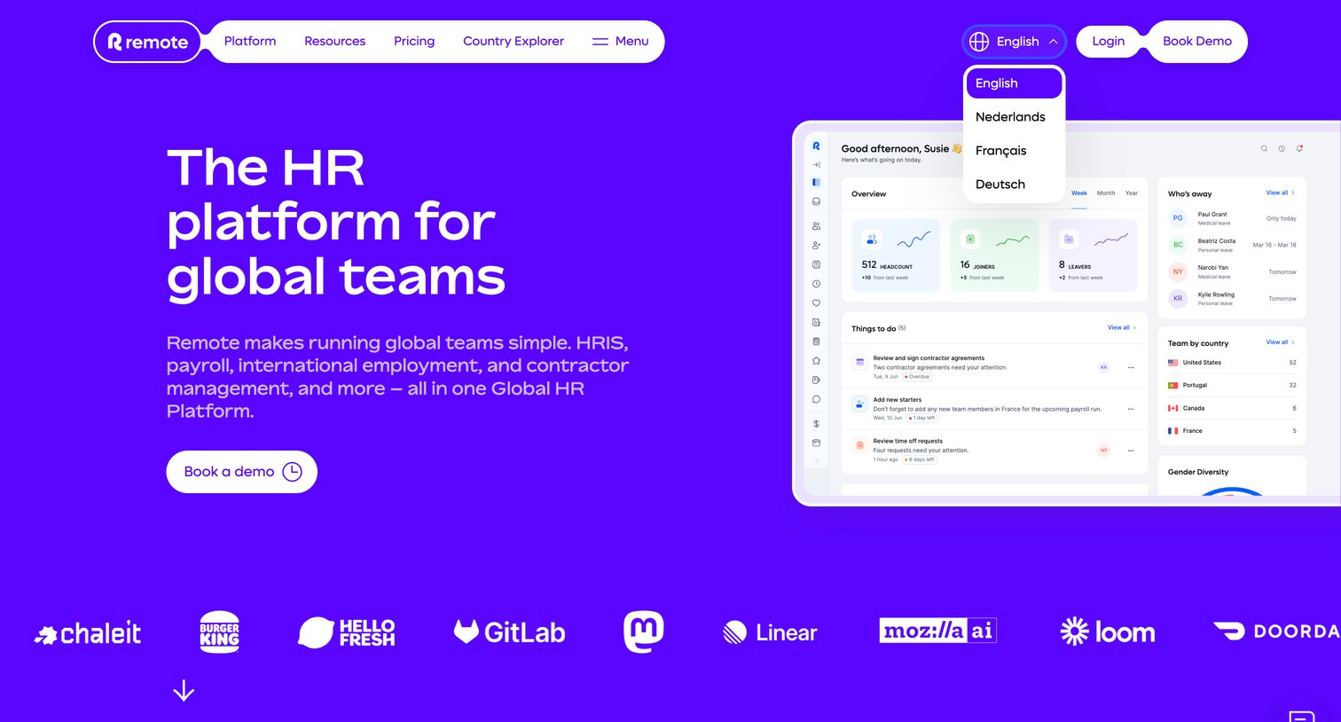 Remote - Global HR Solutions | Employment Tools for Distributed Teams  Remo screen