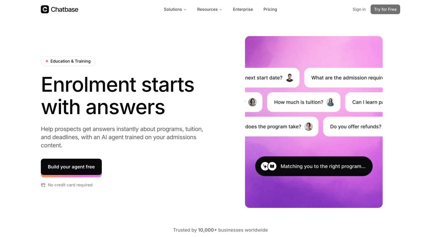 Chatbase - AI Agents for Education & Training - Chatbase screen