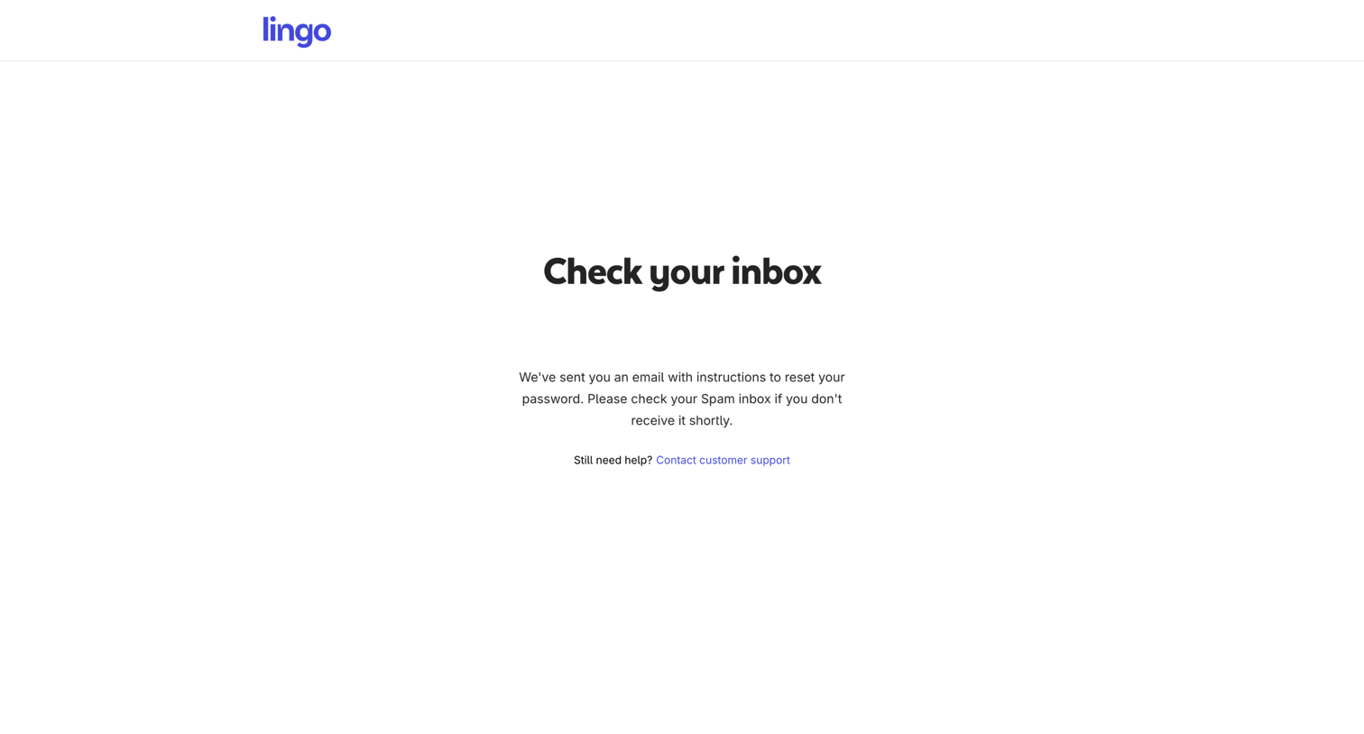 Lingo - Check your inbox screen