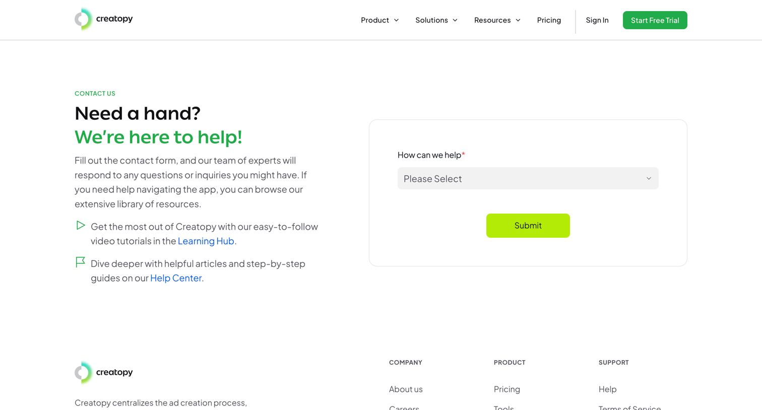 Creatopy - Contact - Creatopy screen
