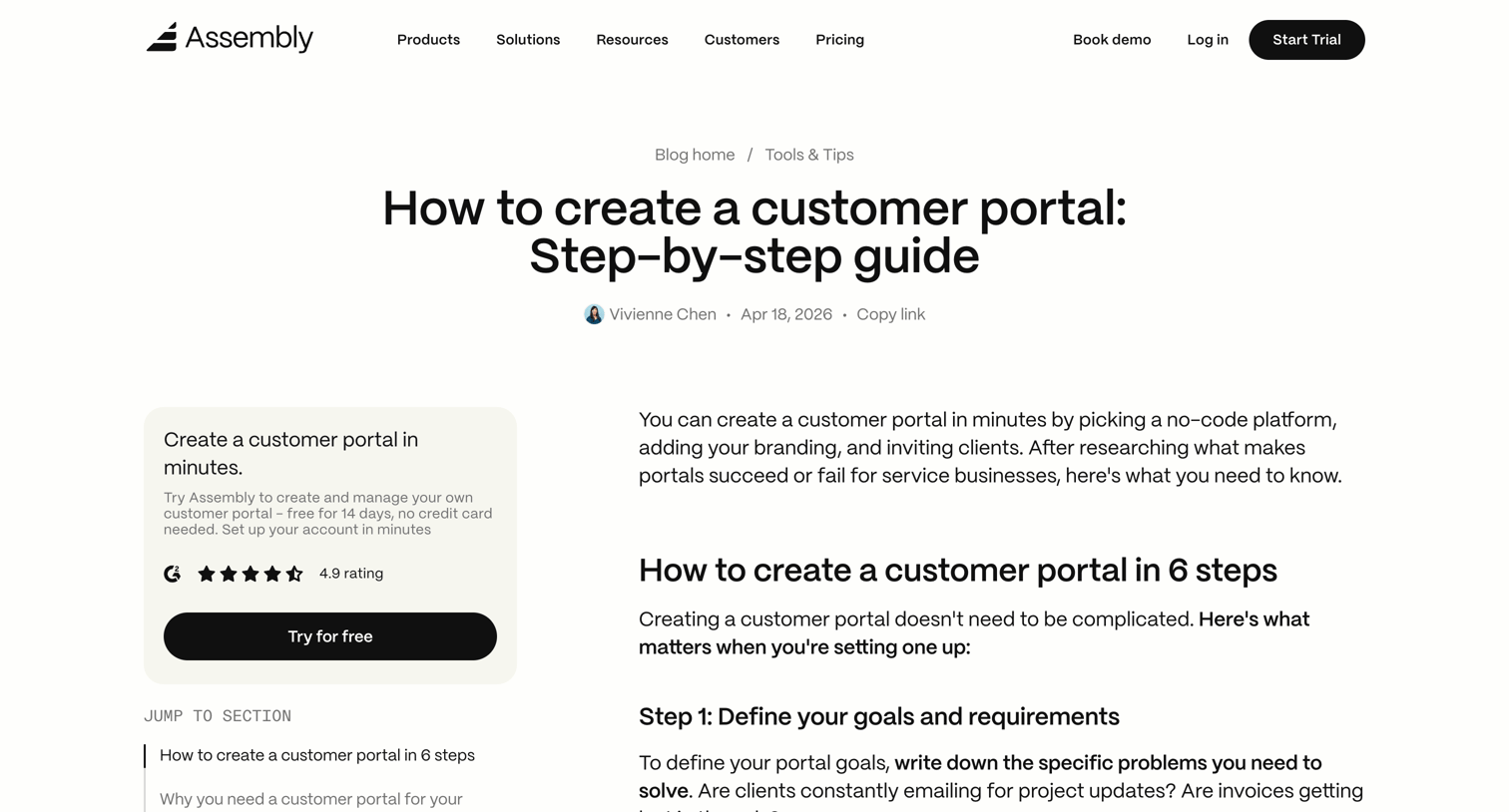 Assembly AI App Builder - How to create a customer portal Step-by-step guide for 2026 screen