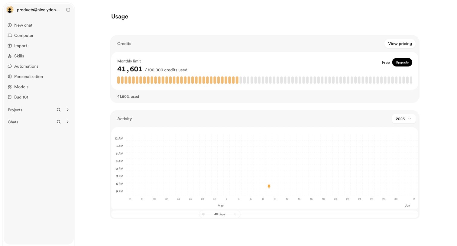 Bud - Usage - Bud screen