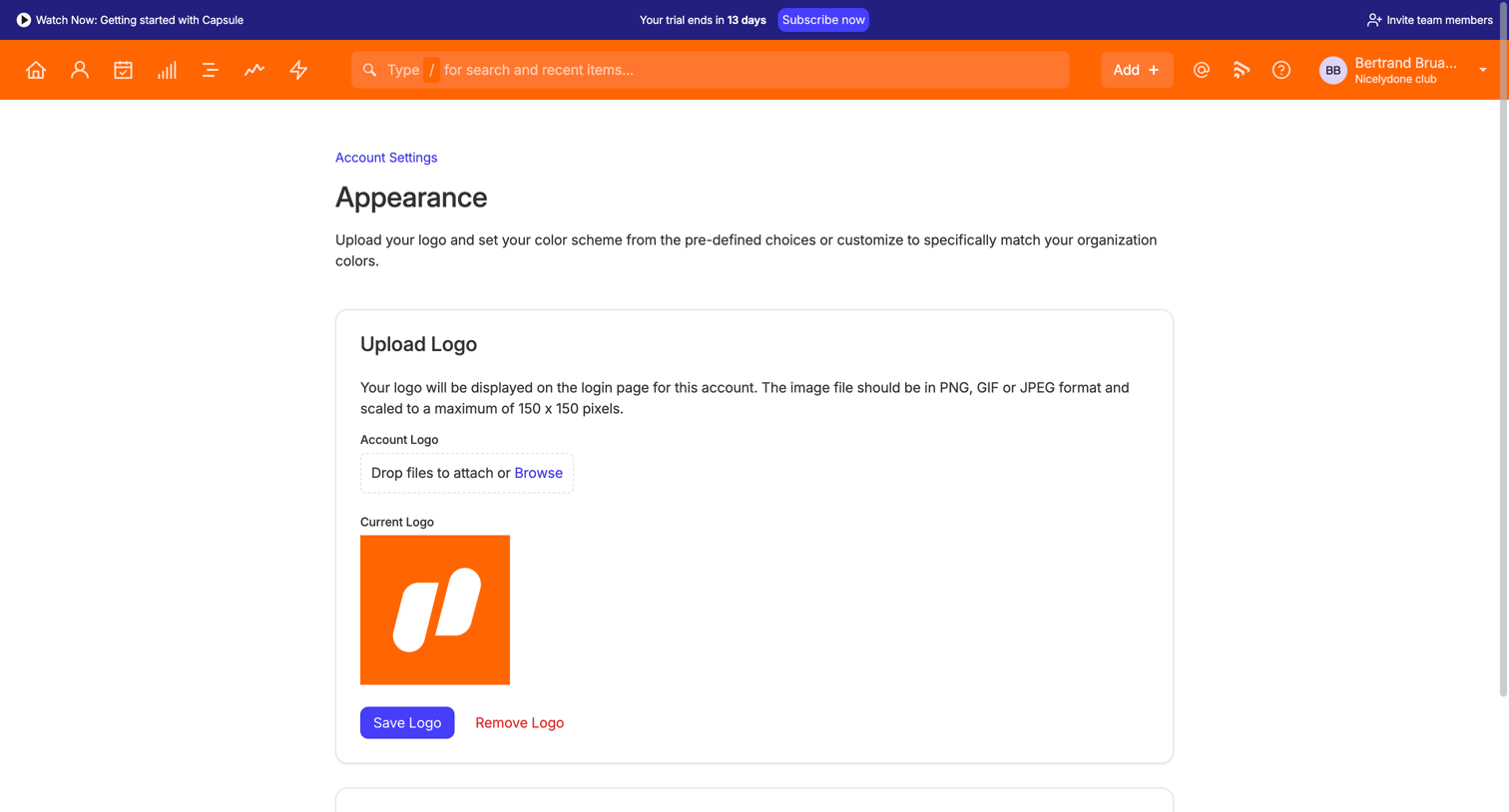 Capsule - Appearance | Nicelydone club CRM screen
