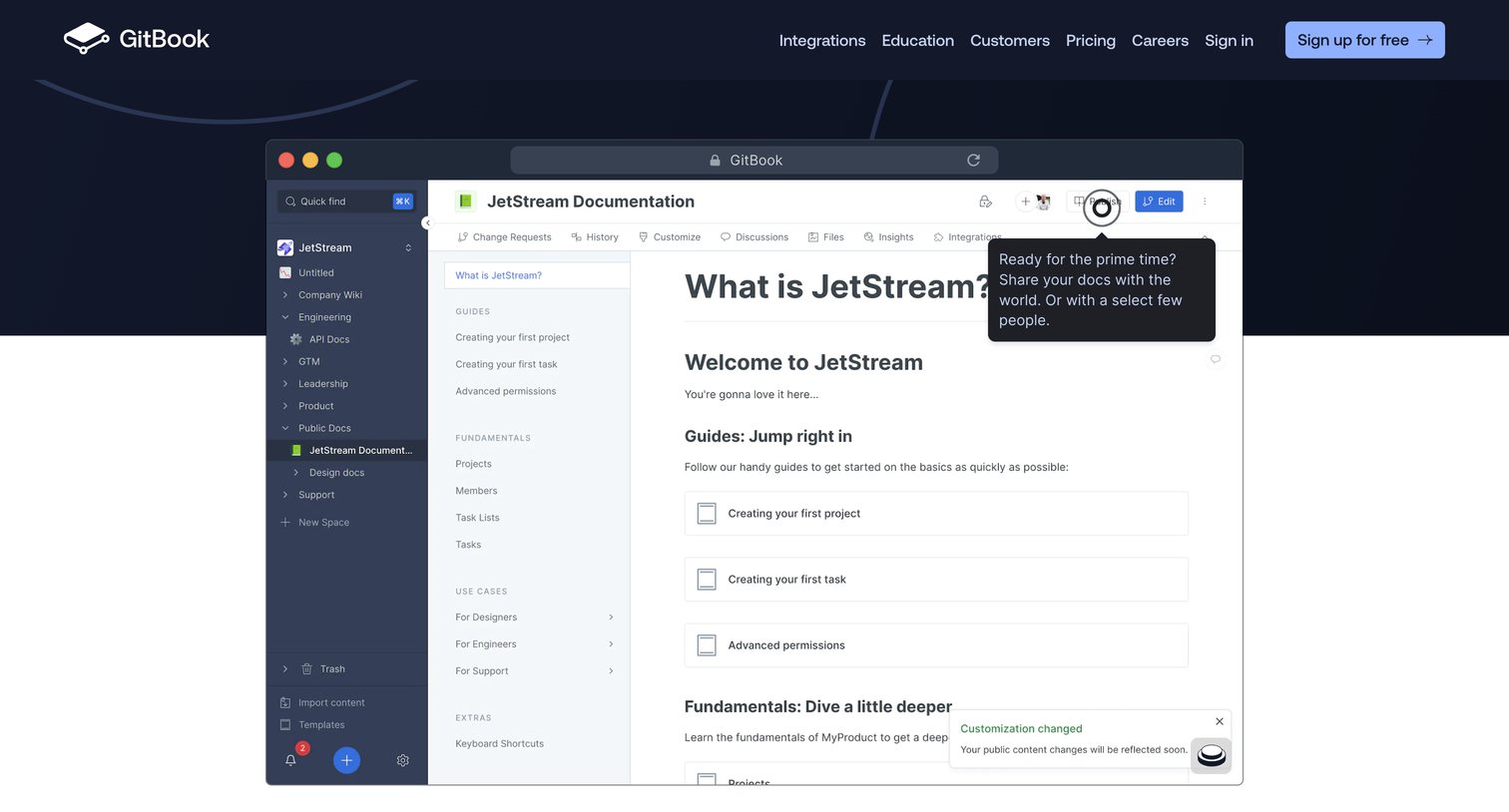 Gitbook - GitBook - Where technical teams document. screen