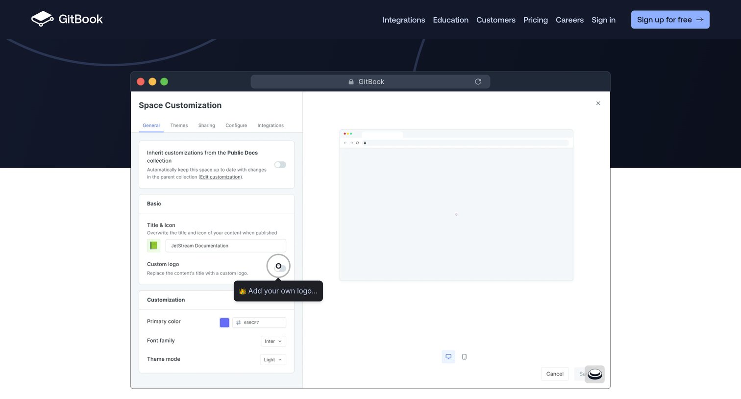 Gitbook - GitBook - Where technical teams document. screen
