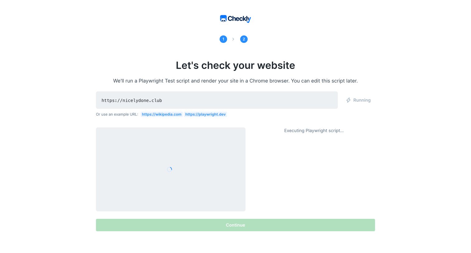 Checkly - Getting Started - Check Browser screen