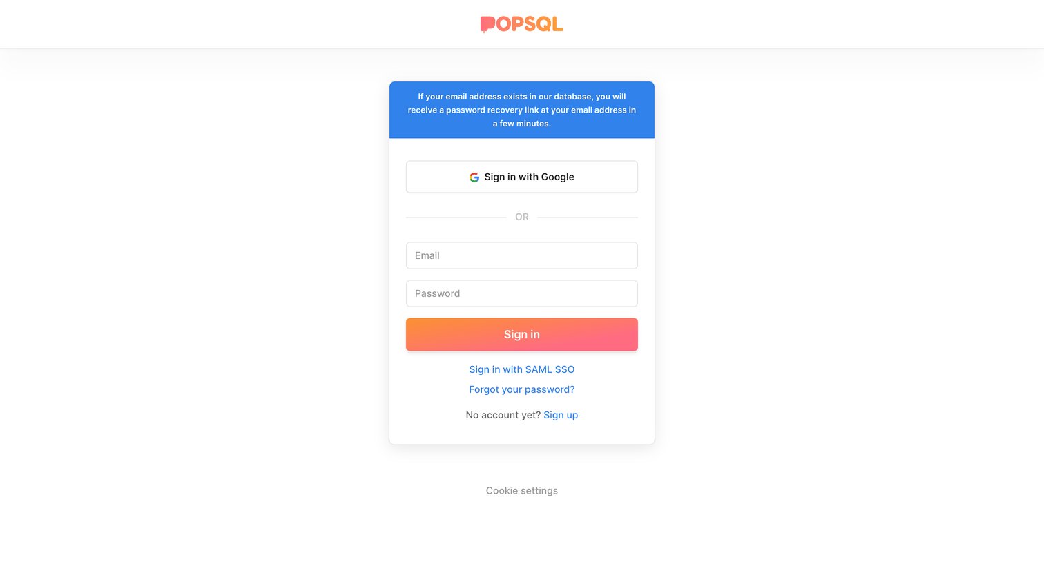 PopSQL - Sign in | PopSQL screen