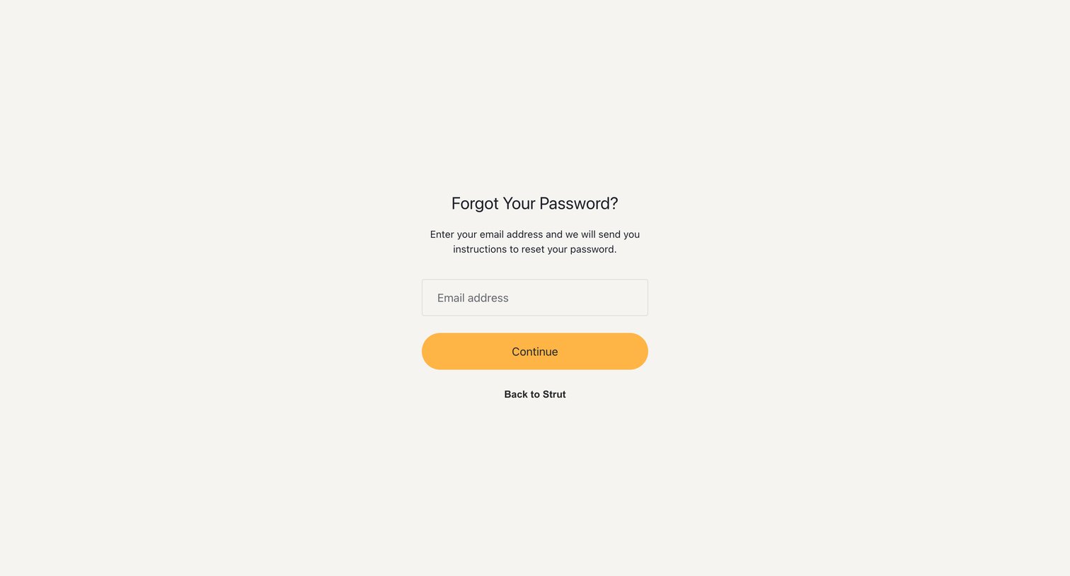 Strut - Reset your password | Strut screen