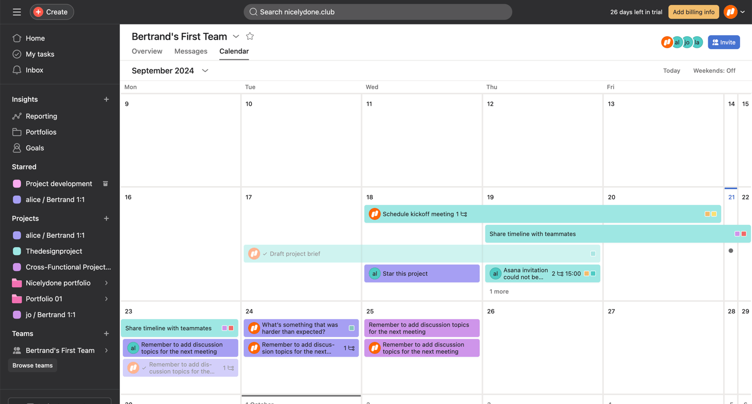 Asana - Bertrands First Team Team - Asana screen