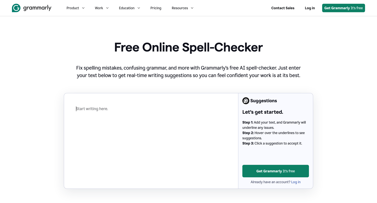 Grammarly - Free Spell-Checker  AI-powered Online Spell Check screen