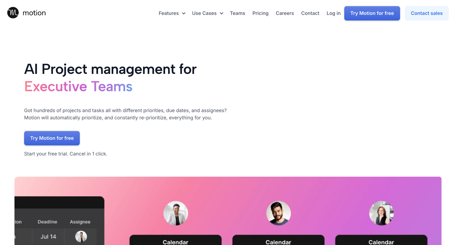 Motion - AI Project Management for Executive Teams | Motion screen