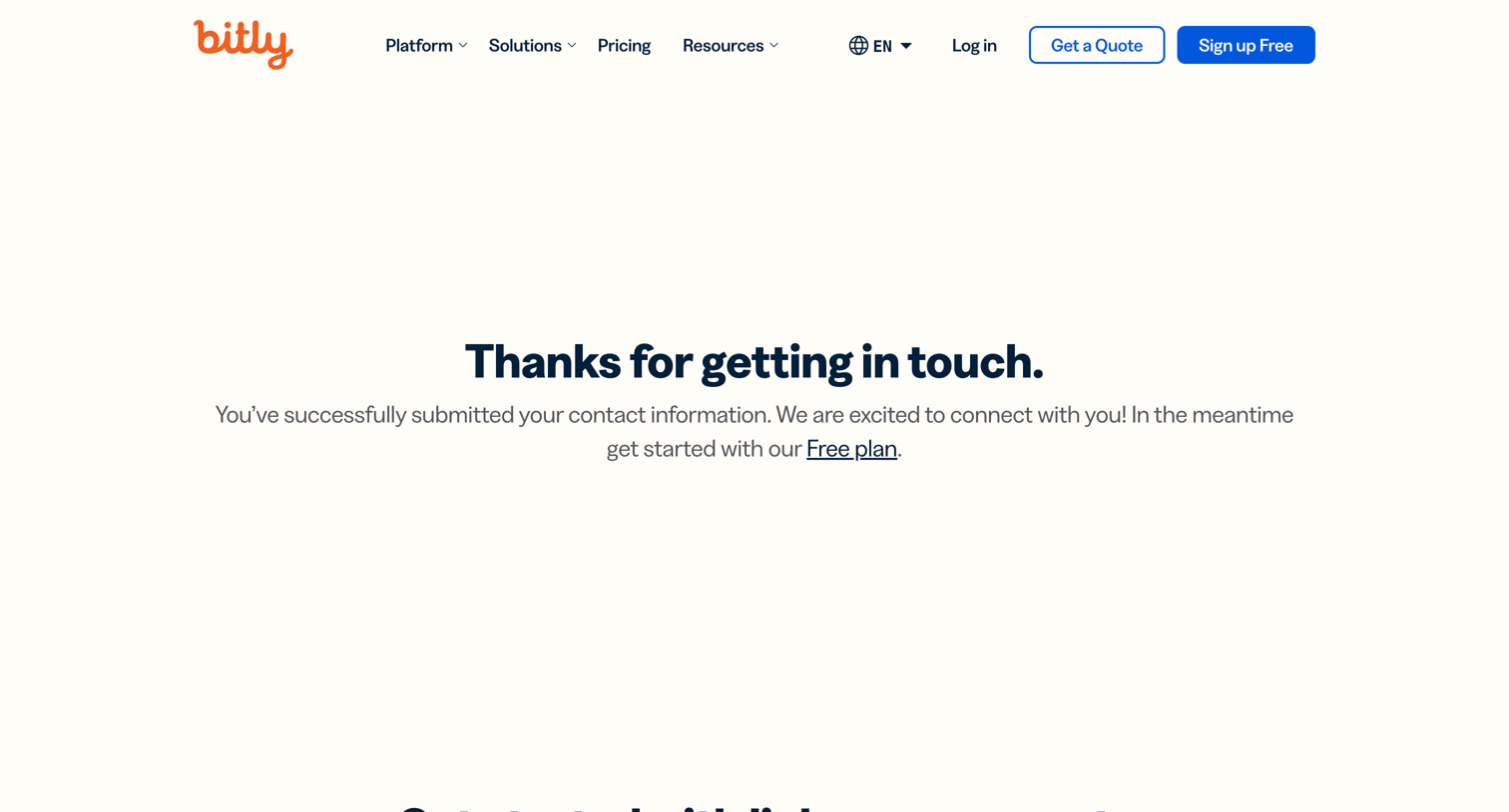 Bitly - Thank You | Bitly screen
