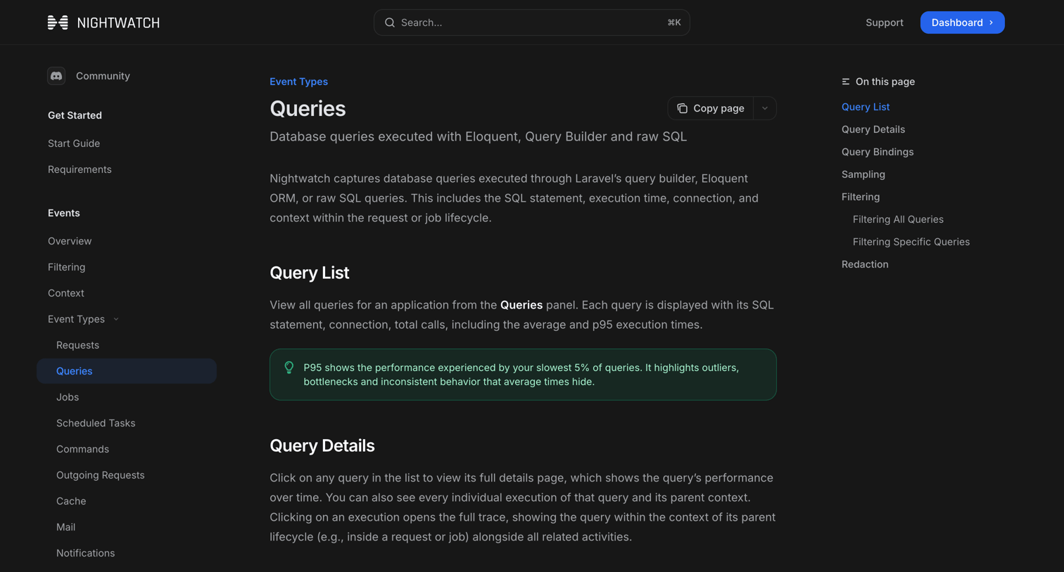 Nightwatch - Queries - Laravel Nightwatch screen