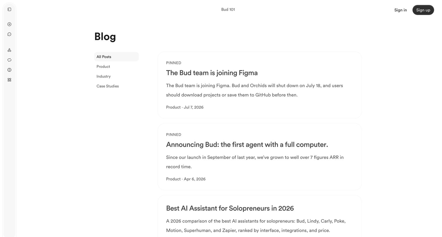 Bud - Blog - Bud screen