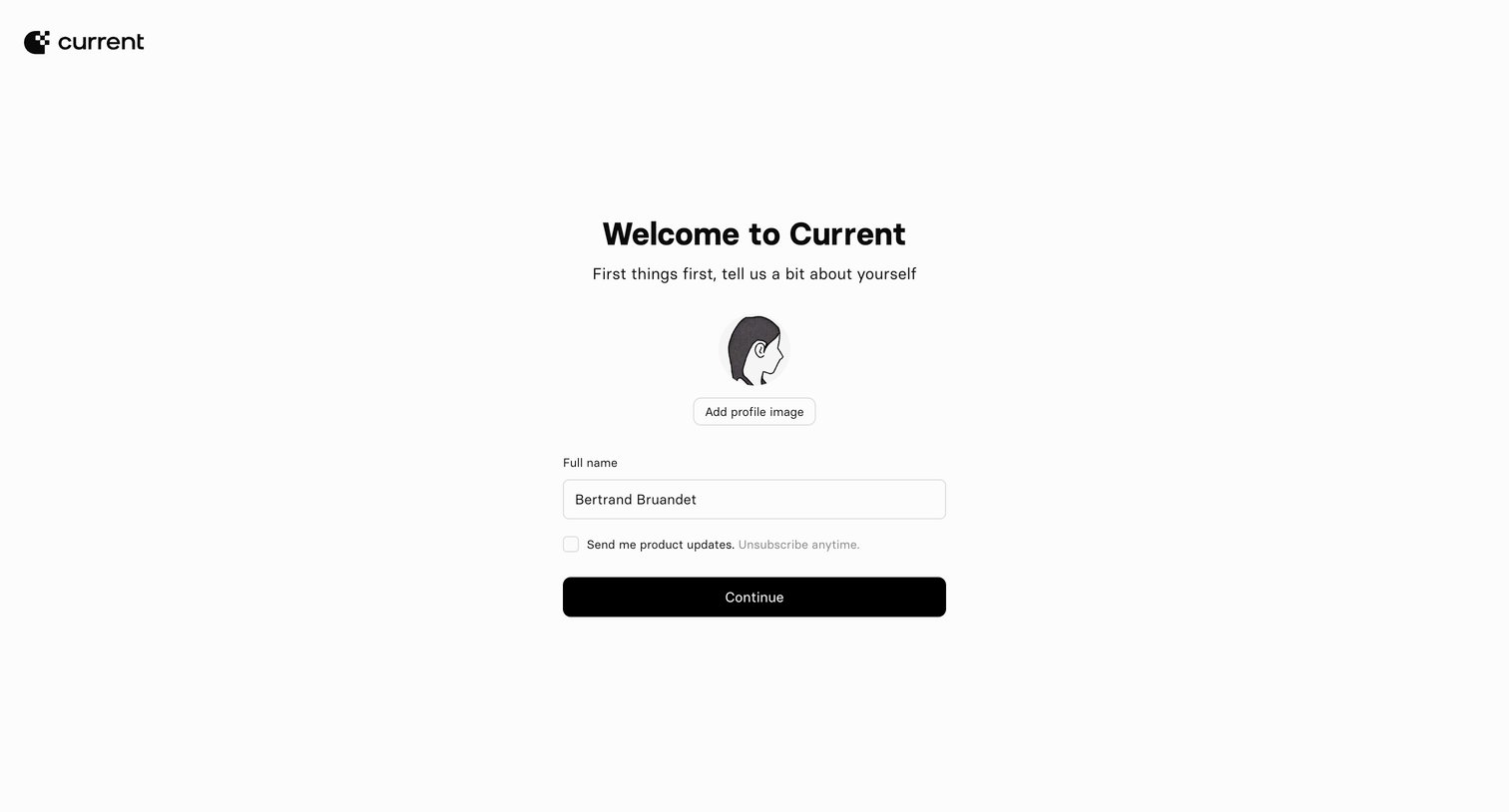 Current - Current — Register screen