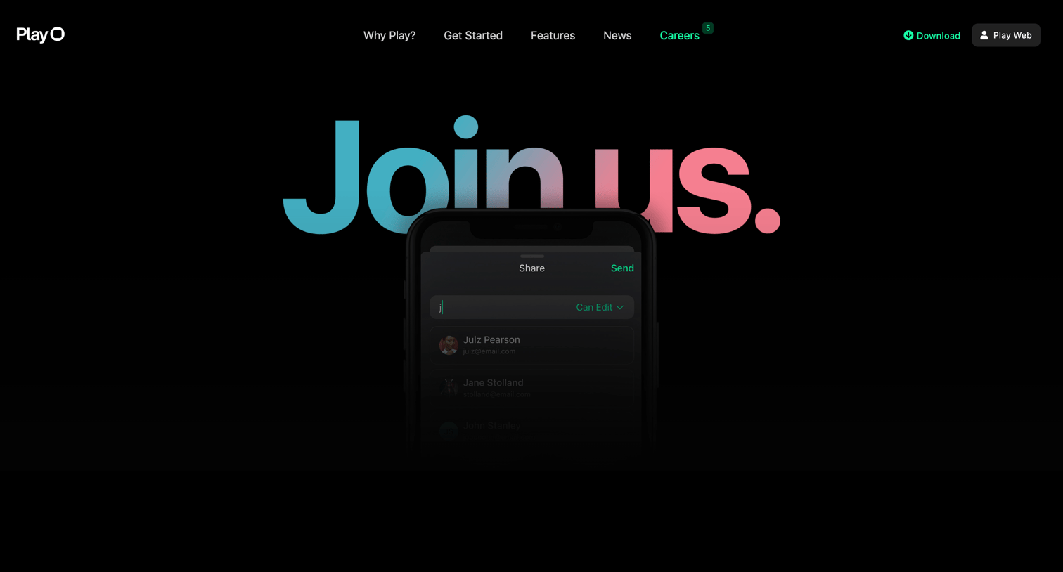 Play - Careers at Play screen