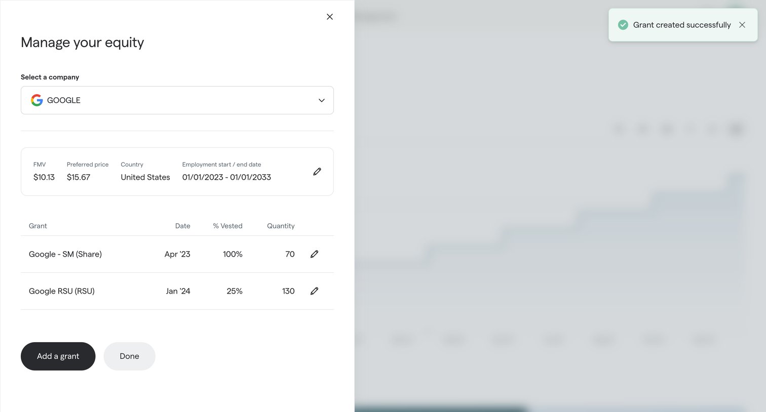 Secfi - Equity | Secfi screen