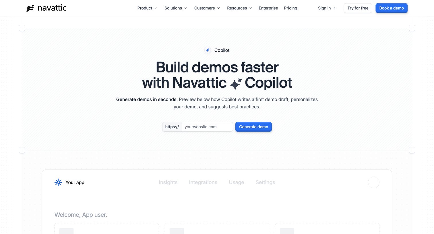 Navattic - Navattic Copilot AI Interactive Demo Software screen