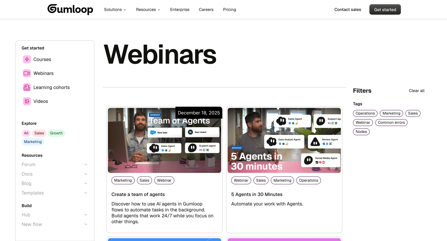 Gumloop - Webinars screen