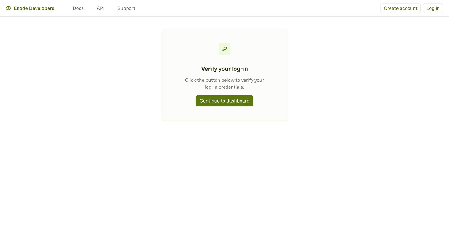 Enode - Enode Developers screen