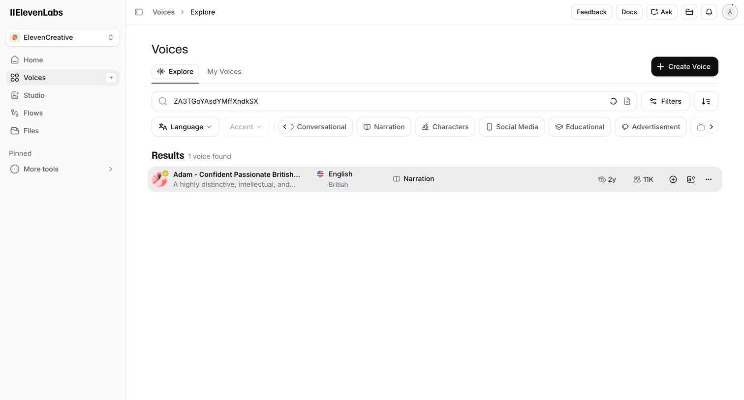Elevenlabs - Voice Library | ElevenLabs screen