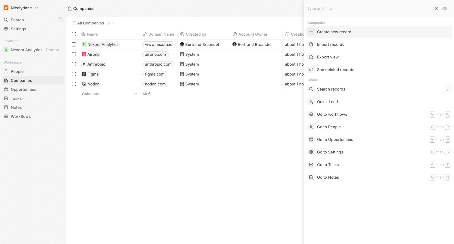 Twenty - All Companies - Companies screen