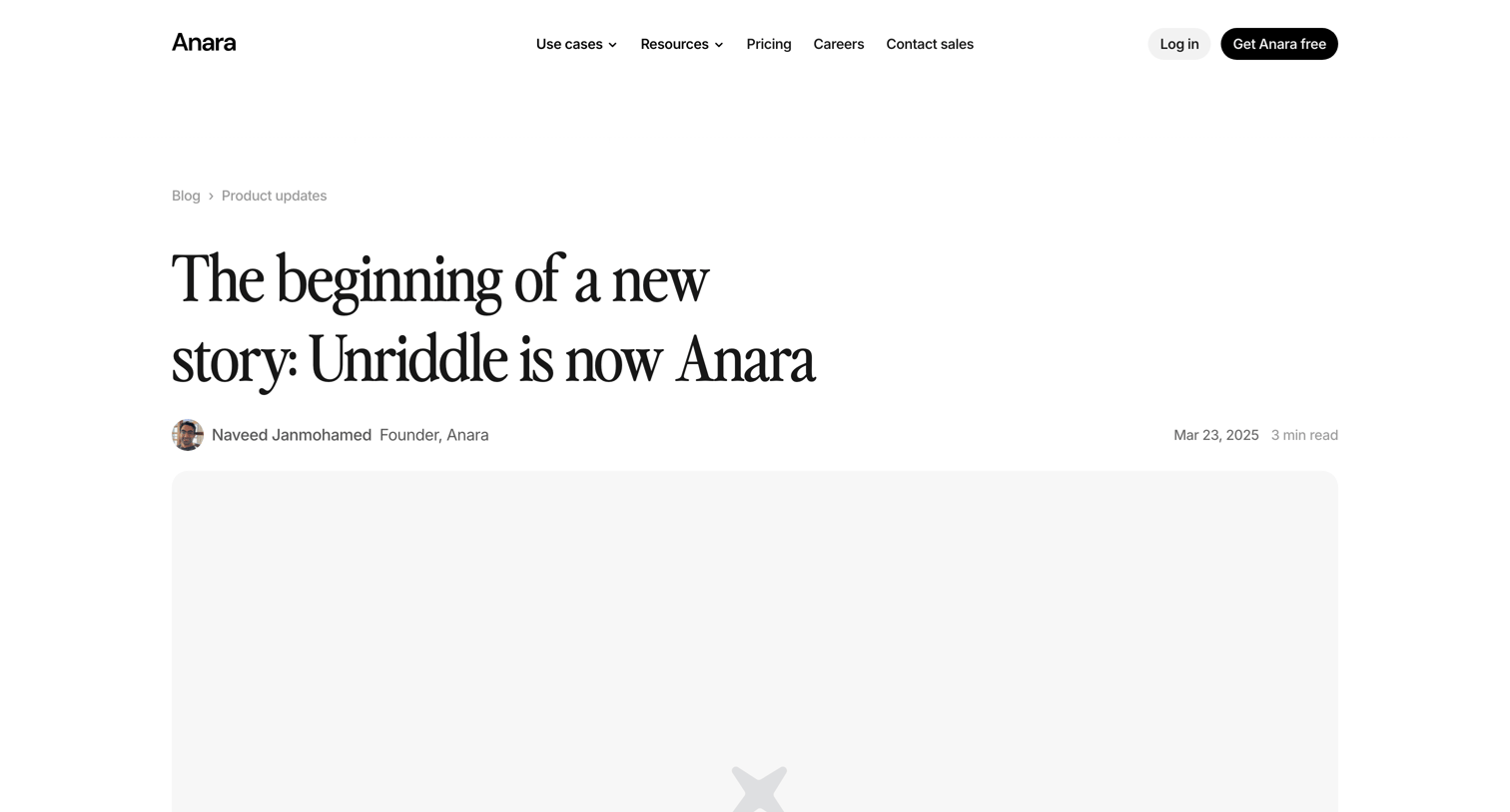 Anara - Unriddle is now Anara A new chapter in building the future of research screen
