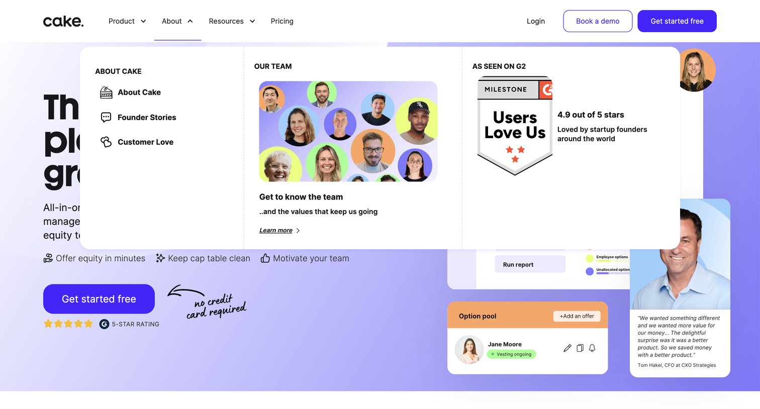 Cake - Cake Equity  Cap Table and Equity Management Software for Startups screen