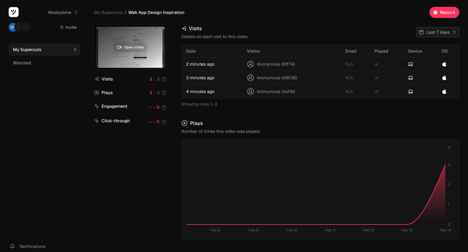 Supercut - Workspace screen