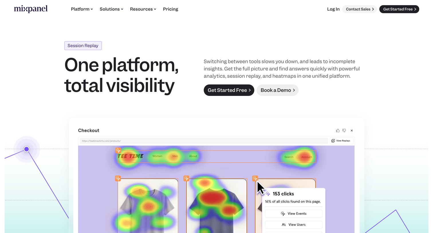 Mixpanel - Session Replay & Heatmaps  Mixpanel screen