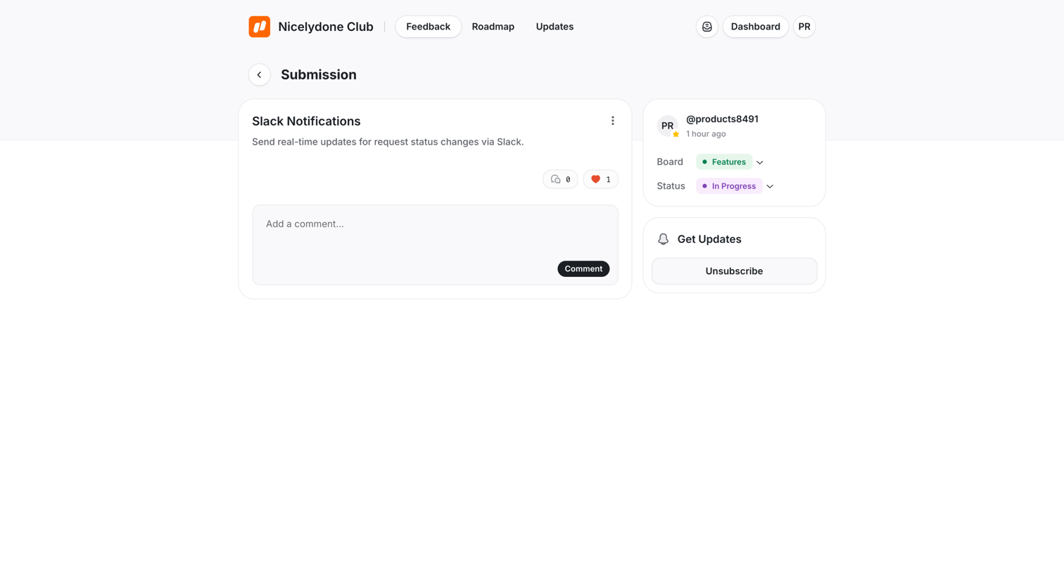UserJot - Slack Notifications | Nicelydone Club screen